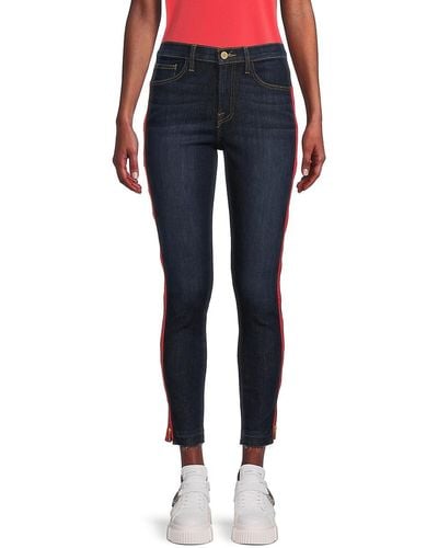 Etienne Marcel Mid Rise Side Striped Cropped Skinny Jeans - Blue