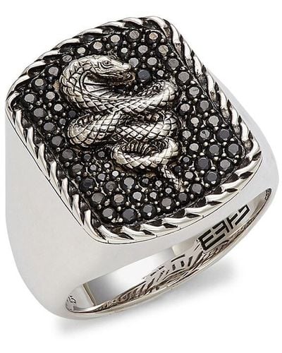 Effy Sterling Silver & Black Spinel Snake Ring