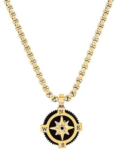 Anthony Jacobs Stainless Steel Compass Pendant Necklace - White