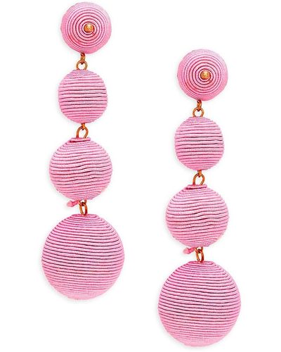 Kenneth Jay Lane Thread-wrapped Ball Linear Earrings - Pink
