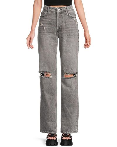 Free People Wild Flower High Rise Distressed Jeans - Gray