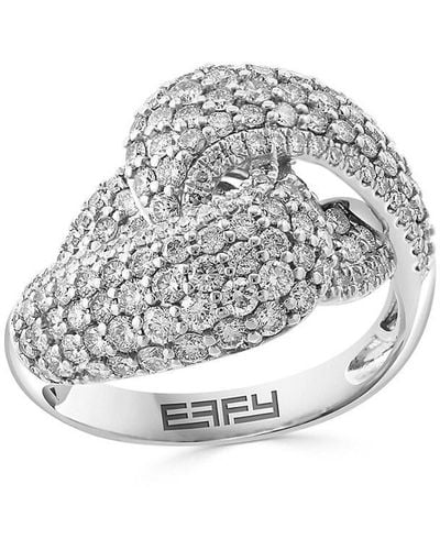 Effy 14k White Gold & 1.66 Tcw Diamond Knot Ring - Grey