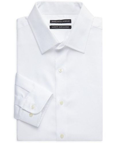 Saks Fifth Avenue Classic Fit Twill Dress Shirt - White