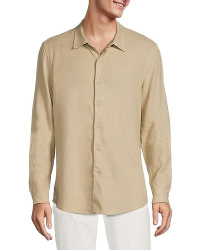 Onia Long Sleeve Linen Blend Shirt - Natural