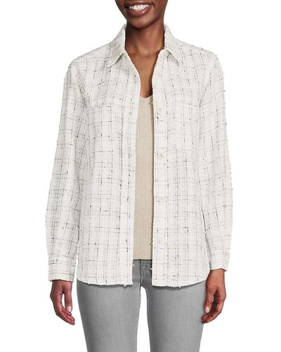 Central Park West Silvie Tweed Shirt Jacket - White