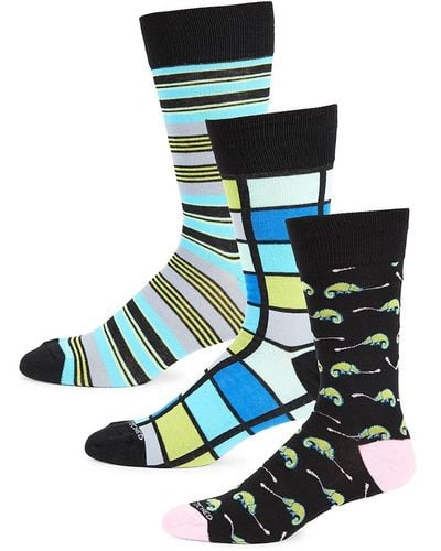 Unsimply Stitched 3-pack Patterned Crewk Socks - Green