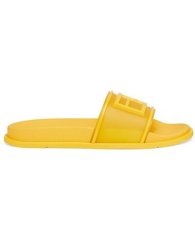 Fendi Sandalo Logo Pool Slides - Yellow