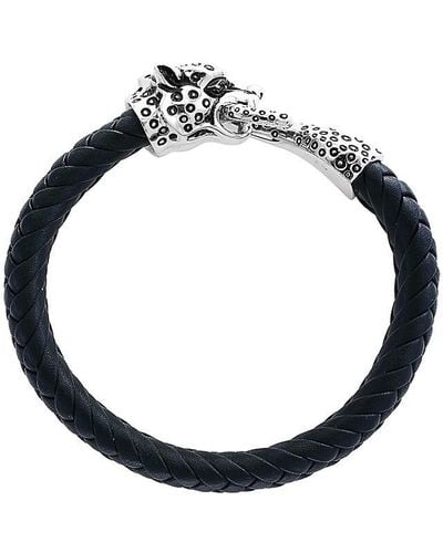 Effy Leather Woven Leopard Bracelet - Metallic
