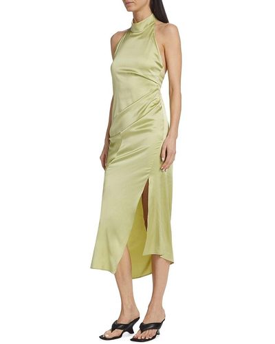 Helmut Lang Silk Draped Midi Dress - Green