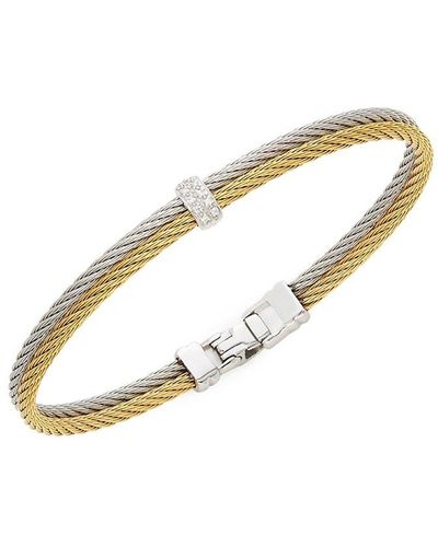 Alor 18k White Gold, Goldtone Stainless Steel & Diamond Rope Bangle Bracelet
