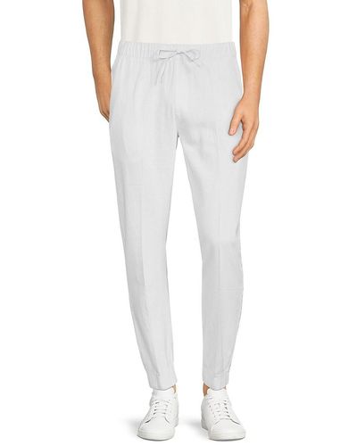 Saks Fifth Avenue Drawstring Linen Blend Sweatpants - White