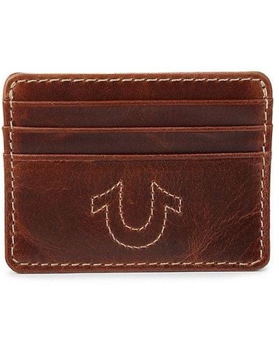 True Religion Evlove Leather Card Case - Brown