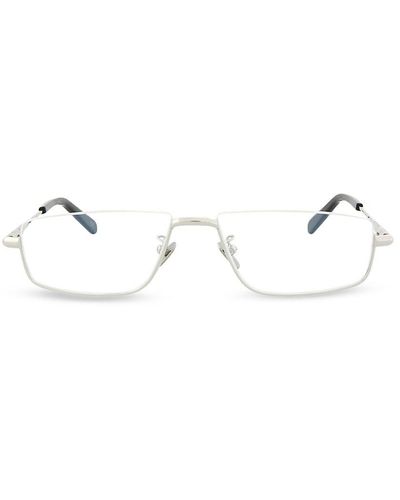 Brioni 56Mm Rectangle Half Rim Eyeglasses - Metallic