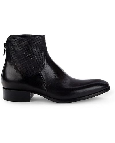 Jo Ghost Perforated Leather Boots - Black