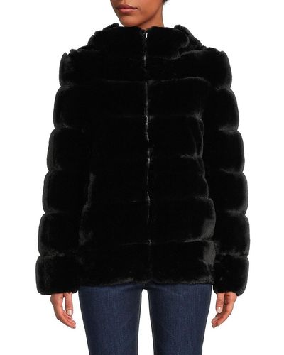 Via Spiga Reversible Faux Fur Quilted Jacket - Black