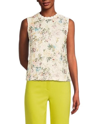 Nanette Lepore Floral Lace Top - Yellow