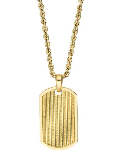 Saks Fifth Avenue Saks Fifth Avenue 14k Ribbed Dog Tag Pendant Rope Chain Necklace - Metallic