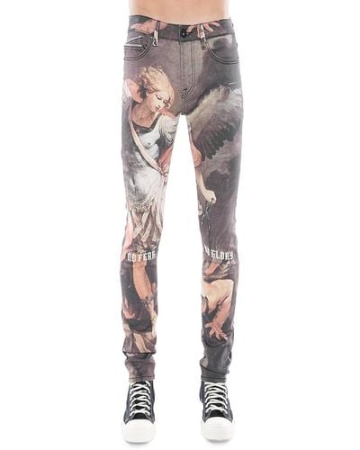 Cult Of Individuality Super Skinny Graphic Print Jeans - Gray