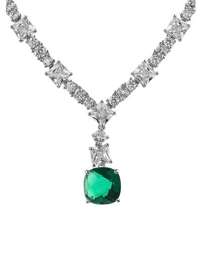 CZ by Kenneth Jay Lane Look Of Real Rhodium Plated & Cubic Zirconia Necklace - Metallic