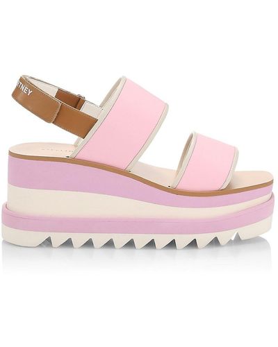 Stella McCartney Sneak-elyse Platform Wedge Slingback Sandals - Pink