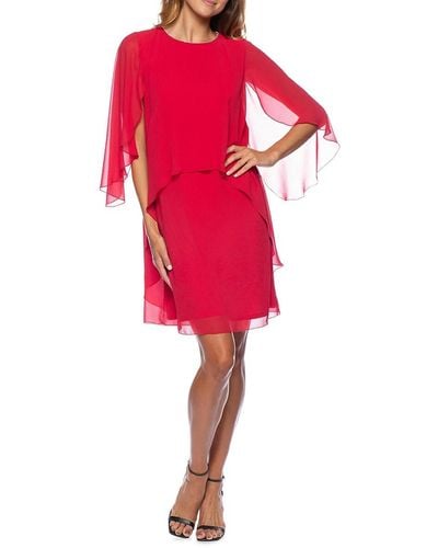 Marina Flutter Sleeve Chiffon Mini Dress - Red