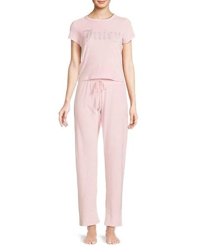 JUICY COUTURE sleepwear PJ lounge PANTS Mauve pink JC comfy casual graphic  SMALL
