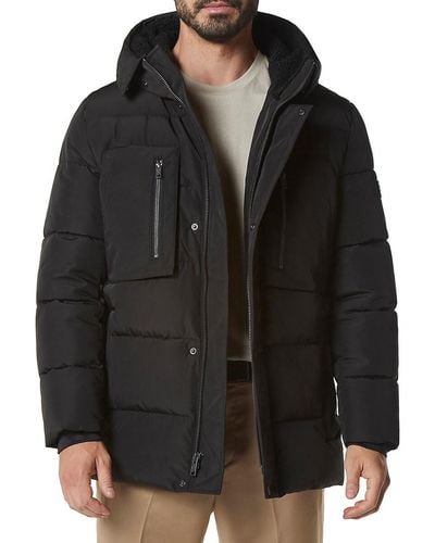 Andrew Marc Yarmouth Faux Fur Hood Puffer Jacket - Black