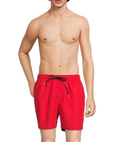 Karl Lagerfeld Logo Drawstring Swim Shorts - Red