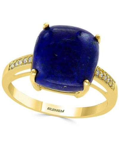 Effy September 14k Yellow Gold, Lapis Lazuli & Diamond Ring/size 7 - Blue