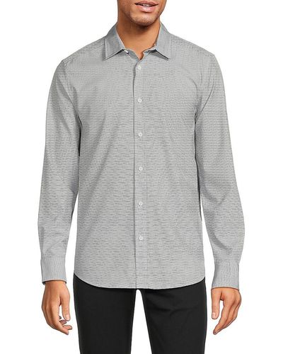 Kenneth Cole Print Long Sleeve Shirt - Gray