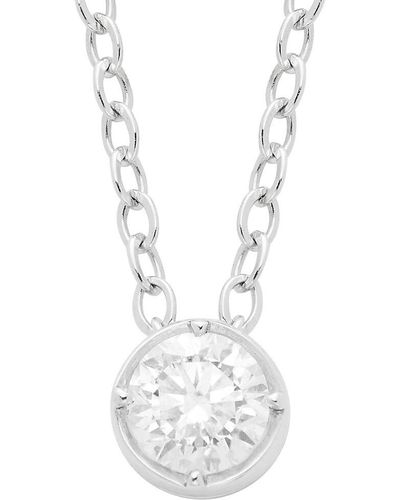 Nephora 14k White Gold & 0.16 Tcw Bezel Solitaire Diamond Necklace