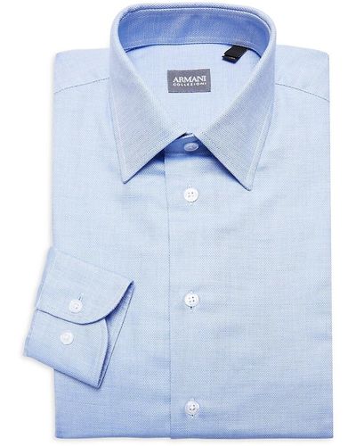 Armani Slim Fit Textured Dress Shirt - Blue
