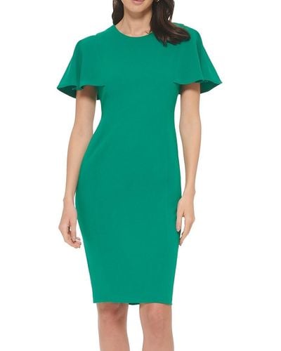 Calvin Klein Flutter Sleeve Sheath Dress - Green