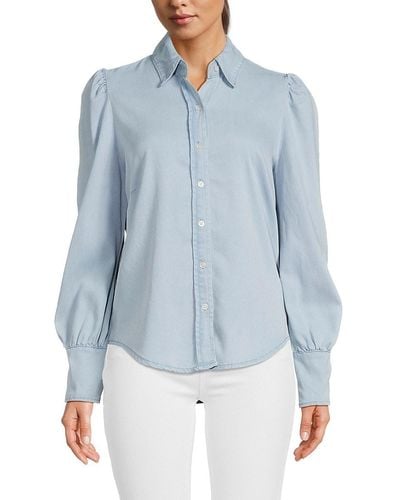 Rachel Parcell Blouson Sleeve Shirt - Blue