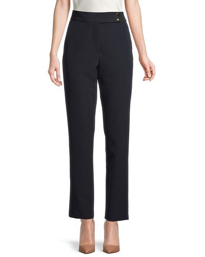 Donna Karan Front Tab Tapered Trousers - Blue