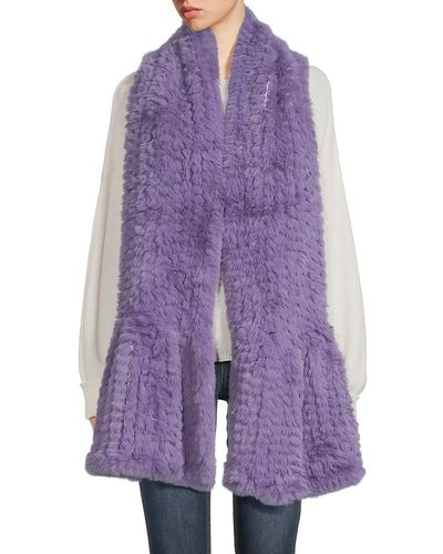 Saks Fifth Avenue Saks Fifth Avenue Faux Fur Knit Scarf - Purple