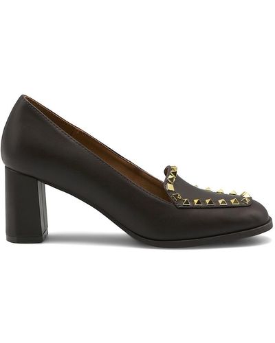 Adrienne Vittadini Vatner Studded Block Heel Court Shoes - Black