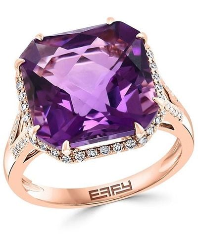 Effy 14K Rose, & Diamond Ring - Purple