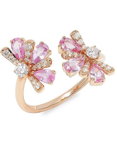 Hueb Botanica 18k Pink Gold, Sapphire & Diamond Ring