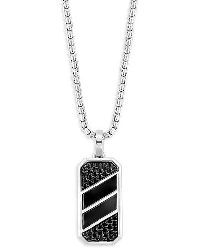 Effy Sterling Silver, Onyx & Black Spinel Pendant Necklace - White