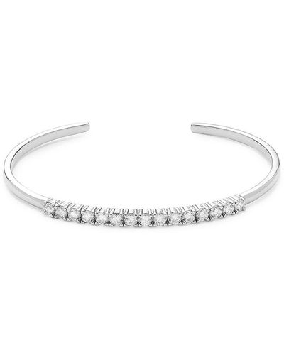 Shashi Diamond Bar Silverplated & Cubic Zirconia Cuff Bracelet - White