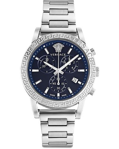 Versace Sport Tech 40Mm Stainless Steel Bracelet Watch - Blue