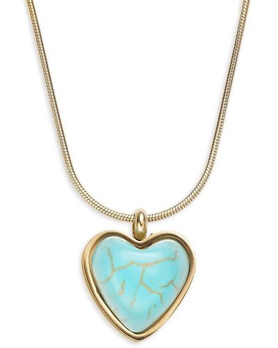 8 Other Reasons 18k Goldplated & Faux Turquoise Heart Pendant Necklace - Blue