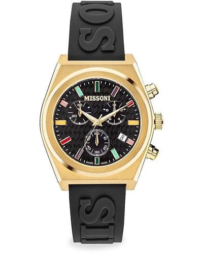 Missoni 331 Active 38mm Up Goldtone Stainless Steel & Silicone Strap Watch - Metallic