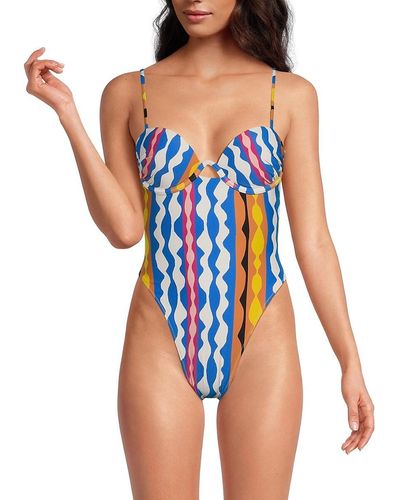 Montce Elany Abstract Striped One Piece Swimsuit - Blue