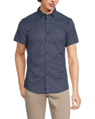 Report Collection Micro Ditsy Print Shirt - Blue