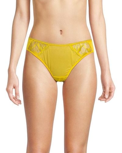 Maison Lejaby Tanga Lace Trim Bikini Brief - Yellow