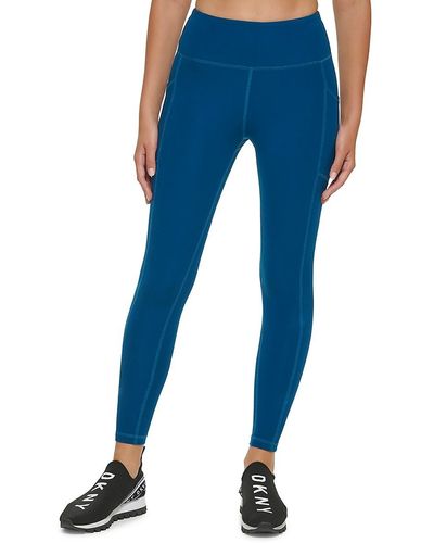 St. John Dkny Logo Exposed Seam Leggings - Blue