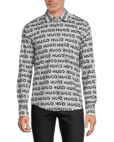 HUGO Ermo Monogram Shirt - Grey