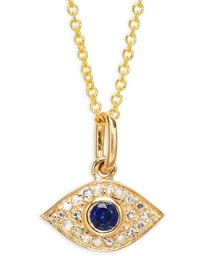 Effy 14K, Diamond & Evil Eye Pendant Necklace - Metallic